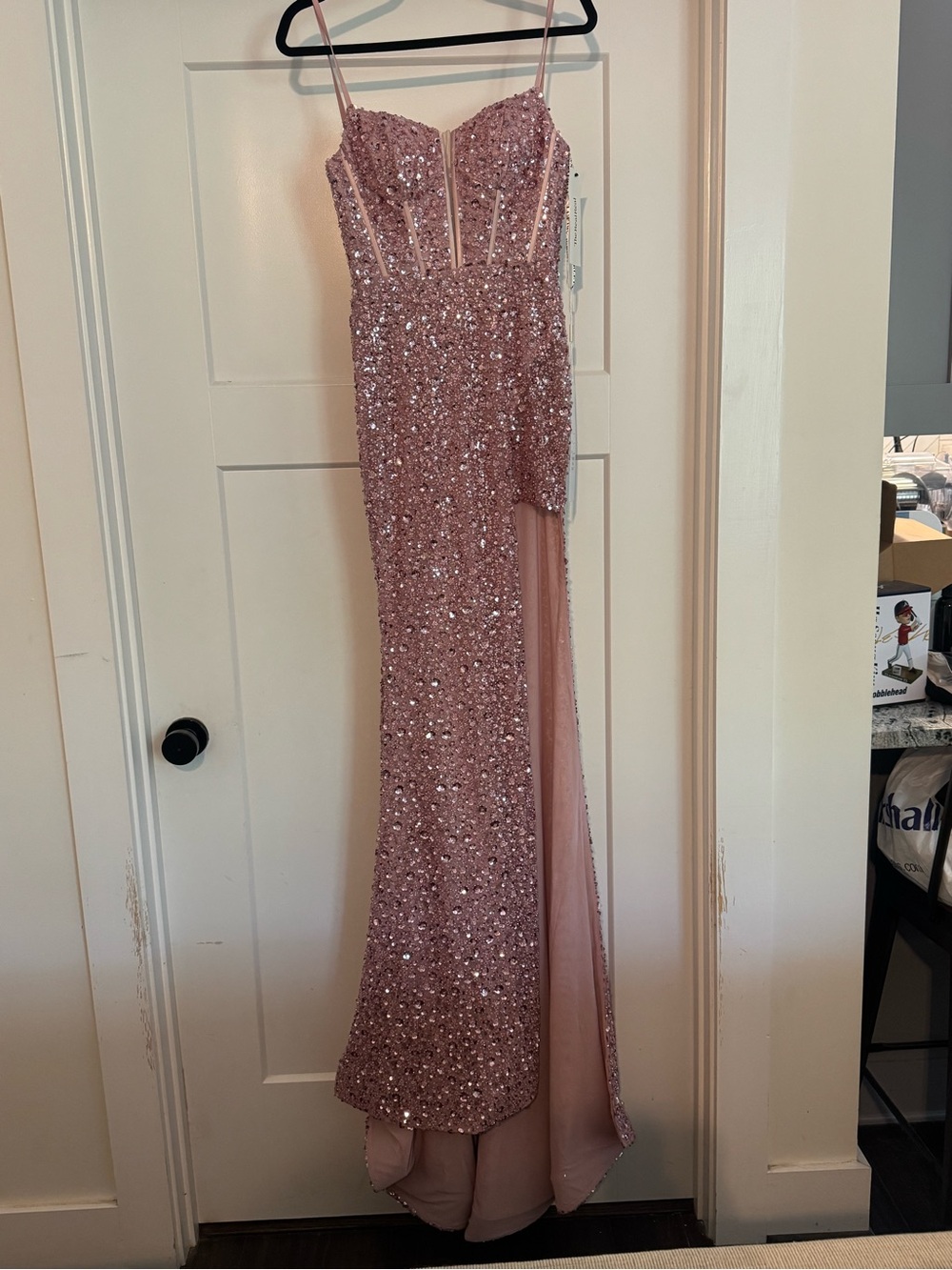 Portia & Scarlett PS24057 Pink Sequin Beaded Formal Gown Dress Size 2